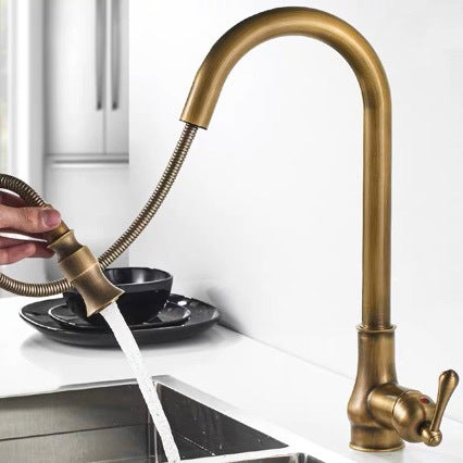 Antique Pull-Out Kitchen Faucet for Vintage Sink Style Uses Global Swanky 1