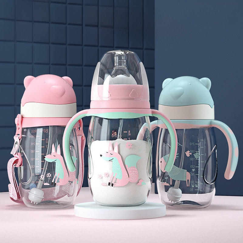 Baby Bottle with Straw Handle Wide Mouth for Daily Feeding Global Swanky  2 
