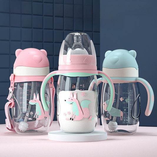 Baby Bottle with Straw Handle Wide Mouth for Daily Feeding Global Swanky  2 