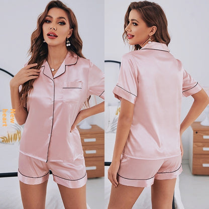 Basic Short Sleeved Shorts Casual Pajamas for Daily Home Use globalswanky 03