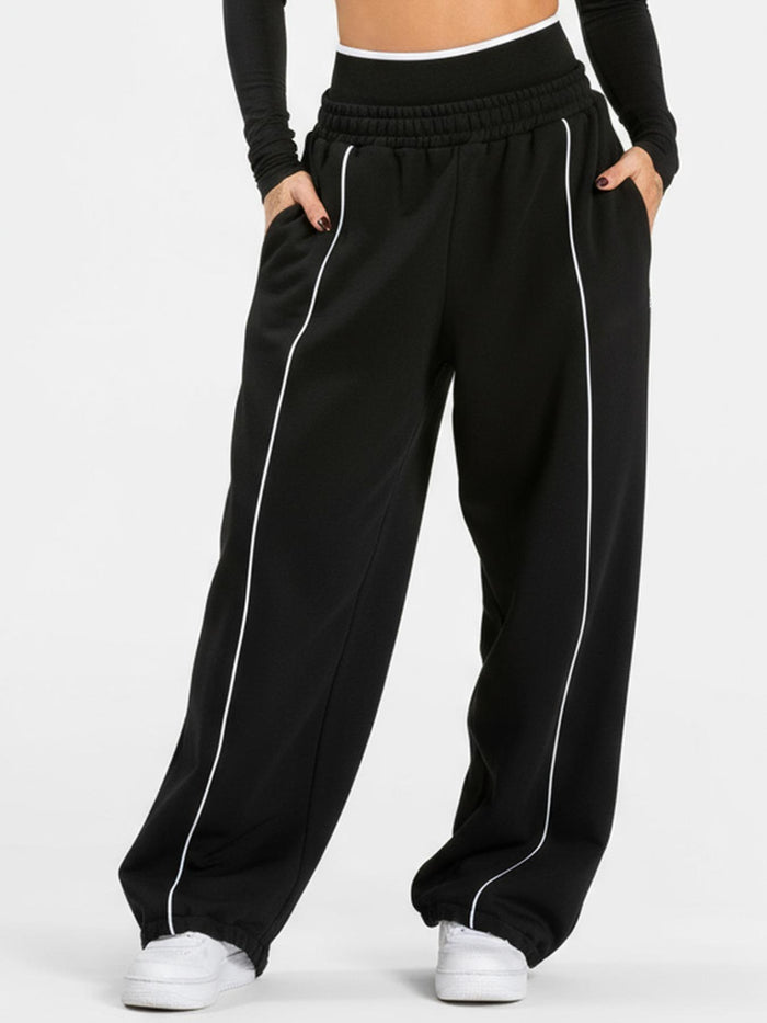 Black and White Wide-Leg Sweatpants Casual Streetwear Fit