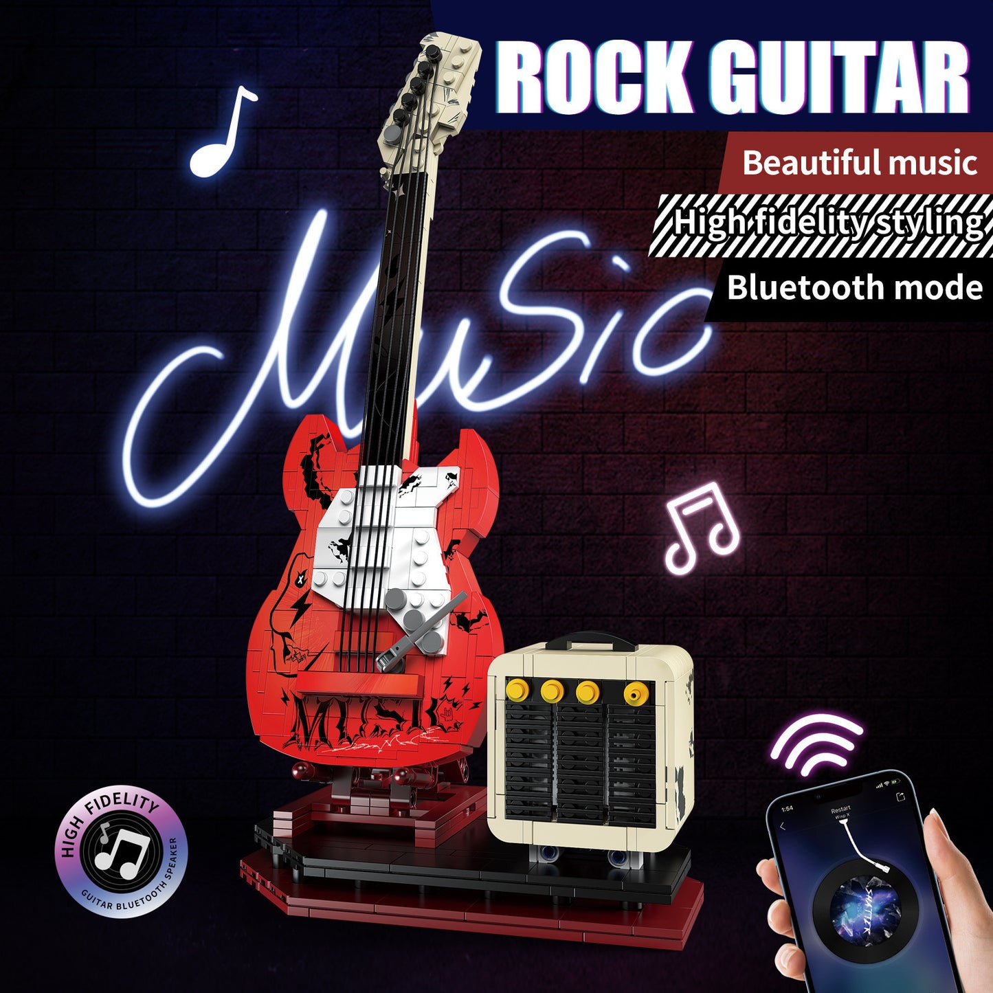  Bluetooth Guitar Building Blocks with Audio for Creative Play Global Swanky 1