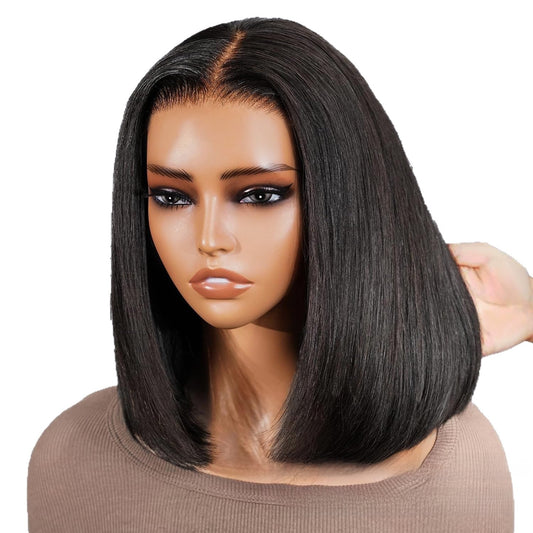 Bob Straight Human Hair Lace Front Wig with a Sharp, Even Cut Global Swanky 02