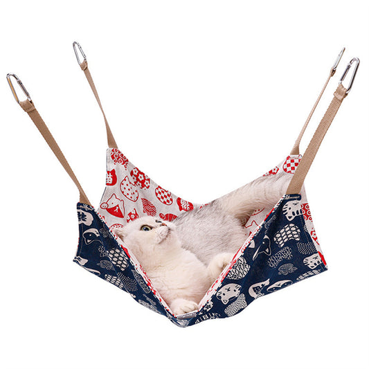 Breathable Cat Cotton Linen Hammock Wear Resistant Multicolor Cat Cage Hanging Bed Soft With Hanging Hook Cat Hammock Bed Summer Global swanky 1