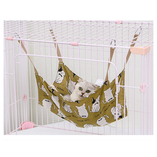 Breathable Cat Cotton Linen Hammock Wear Resistant Multicolor Cat Cage Hanging Bed Soft With Hanging Hook Cat Hammock Bed Summer Global swanky 3