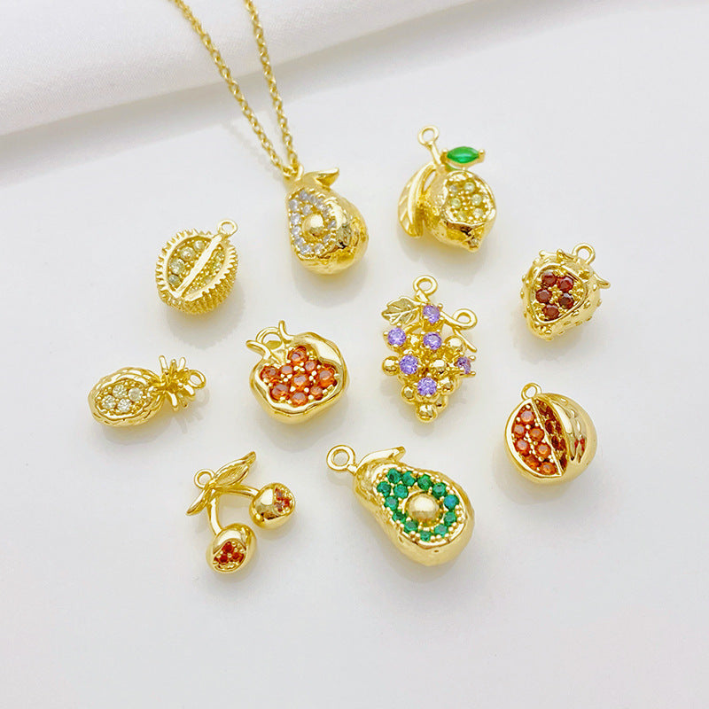 Buy 14K Gold Plated Zircon Studded Fruit Pendant Fashion Jewelry global swanky 1