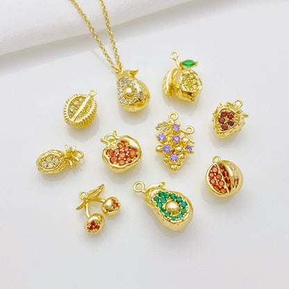 Buy 14K Gold Plated Zircon Studded Fruit Pendant Fashion Jewelry global swanky 1