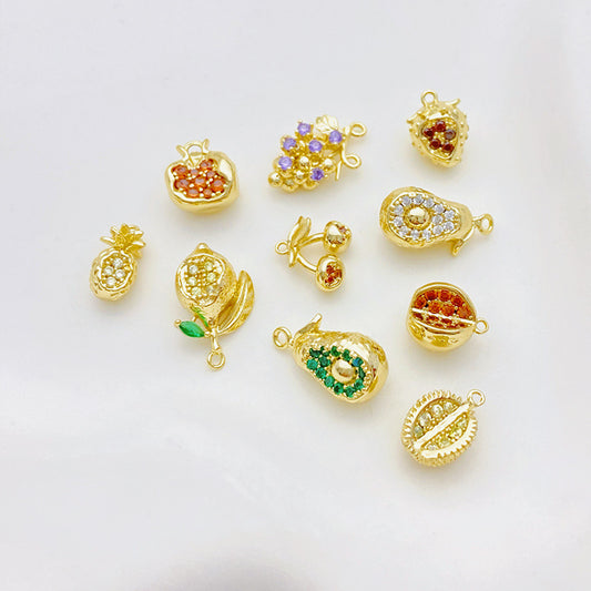 Buy 14K Gold Plated Zircon Studded Fruit Pendant Fashion Jewelry global swanky 2