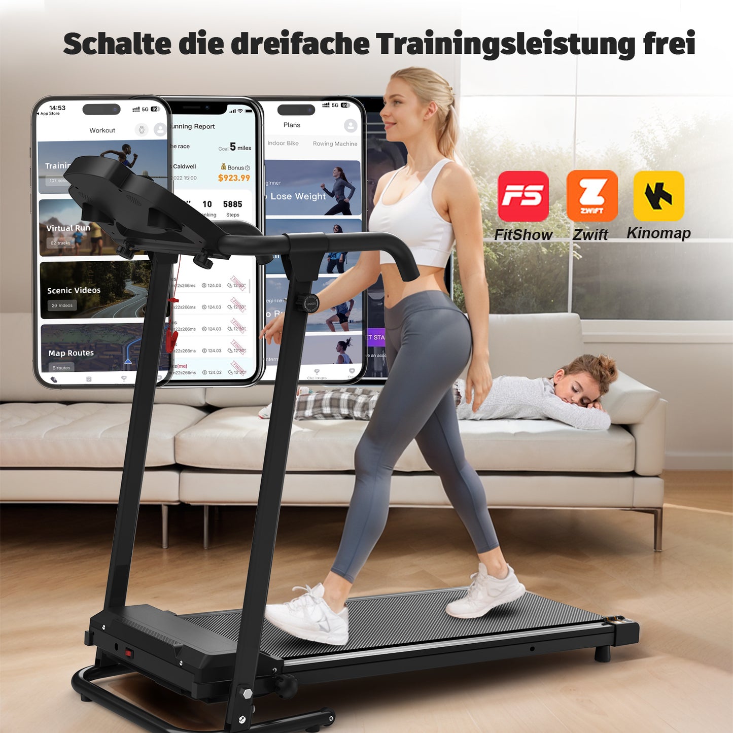 Buy 2-in-1 Desk Treadmill with App for Home Walking Running Use global swanky 3