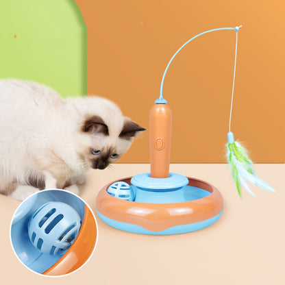 Buy 2-in-1 Pet Cat Toy With Feather – Fun Turntable for Cats global swanky 2