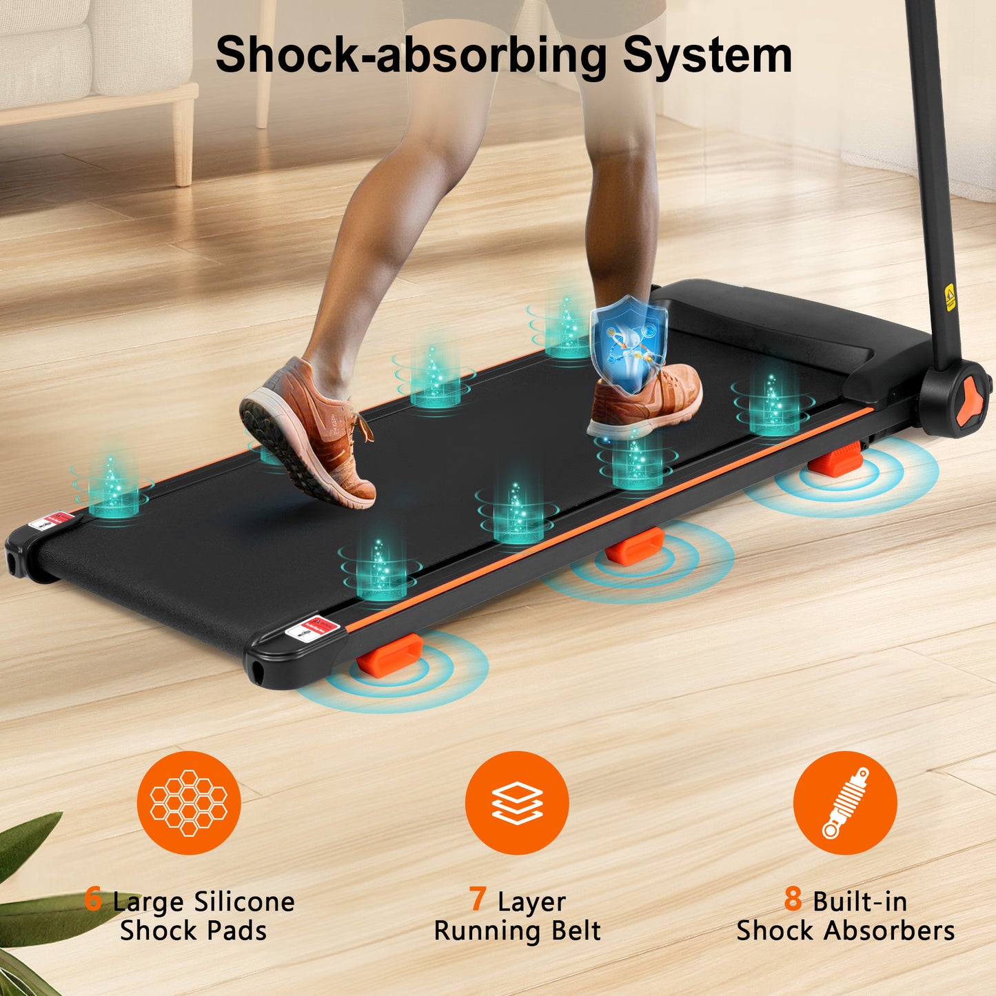 Buy 2.5HP Silent Folding Treadmill with Heart Rate Sensor Home global swanky 2