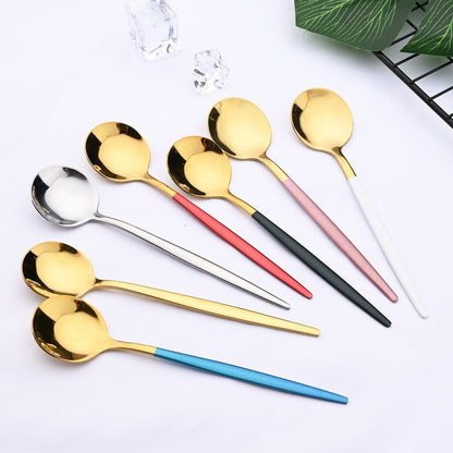 Buy 24PCS White Gold Dinnerware Set Stainless Steel Knife Fork global swanky 2