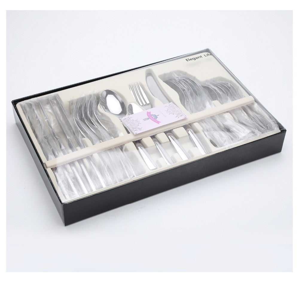 Buy 24 PCS Flatware Set Cutlery Dinnerware Spoon Knife Gift Box global swanky 2
