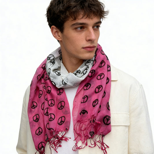 Buy 2pcs Hot Pink Semi Sheer Scarf Subtle Style for Women Men global swanky 1