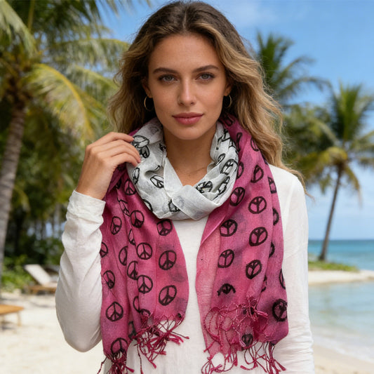 Buy 2pcs Hot Pink Semi Sheer Scarf Subtle Style for Women Men global swanky 3