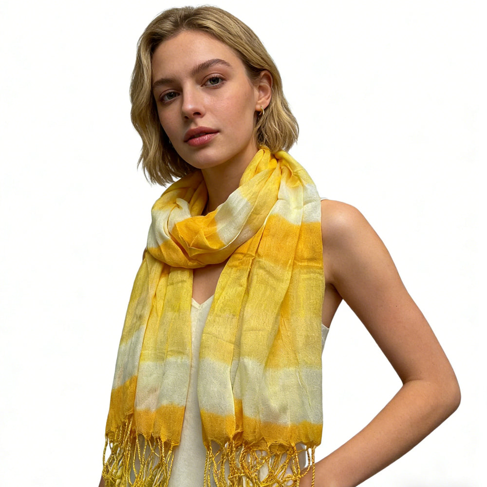 Buy 2pcs Sunshine Boho Scarf – Yellow Floral Printed Wrap Set global swanky 2