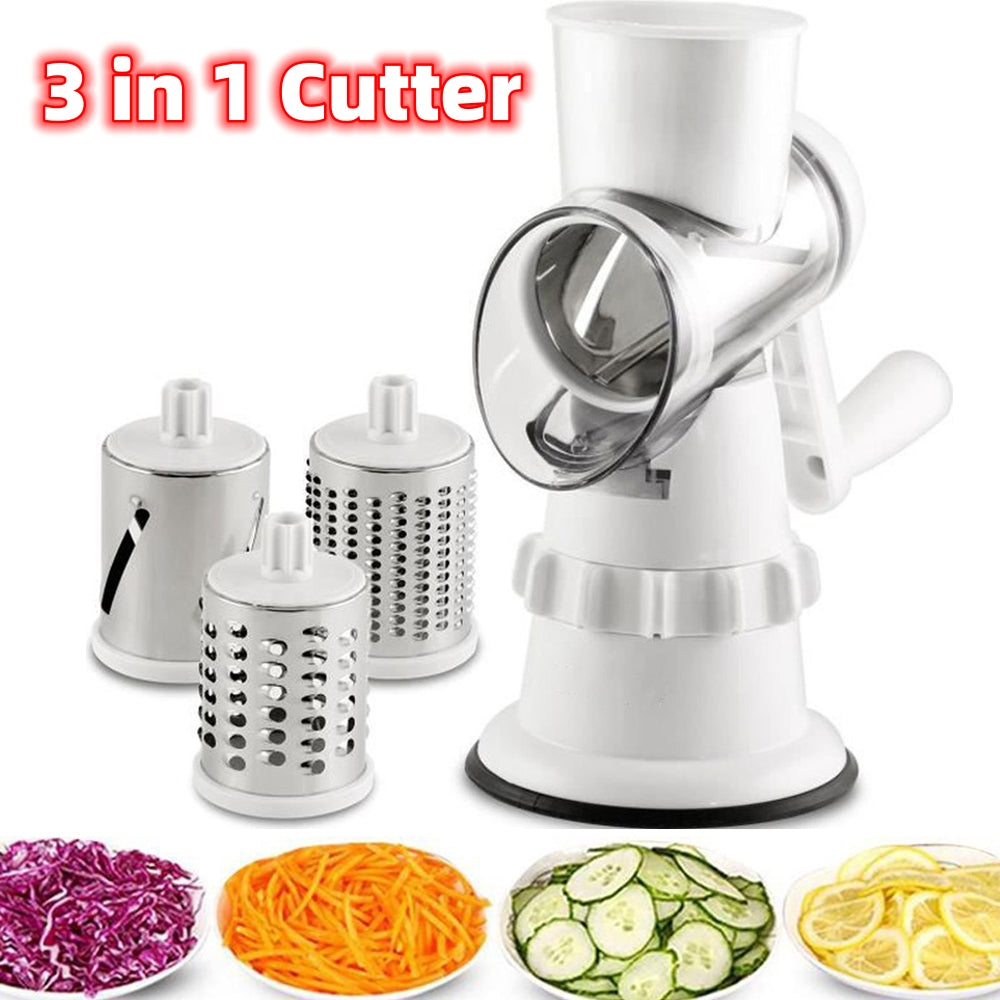 Buy 3-in-1 Vegetable Slicer – Round Chopper, Shredder & Cutter globalswanky 01