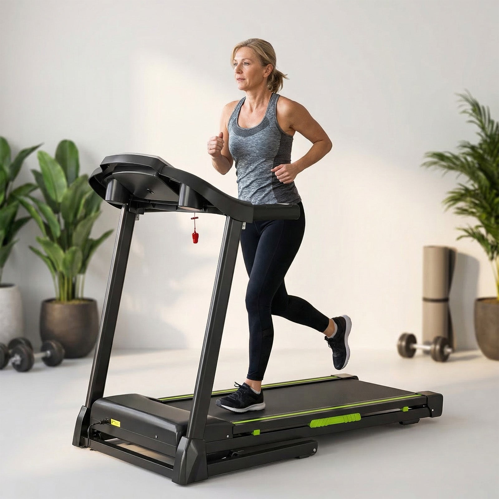 Buy 3.5HP Portable Foldable Treadmill with Handles and Slope global swanky 1