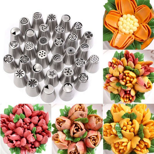 Buy 30 PCS Stainless Steel Cake Decorating Nozzle Set DIY Tool global swanky 1