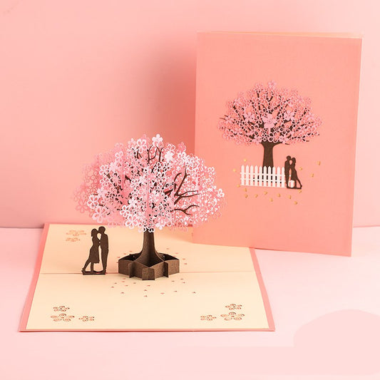 Buy 3D Laser Cut Handmade Sakura Kissing Lover Greeting Card global swanky 1