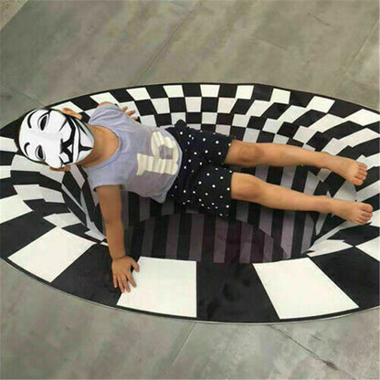 Buy 3D Vortex Carpet – Black & White Illusion Rug for Living Room globalswanky 02
