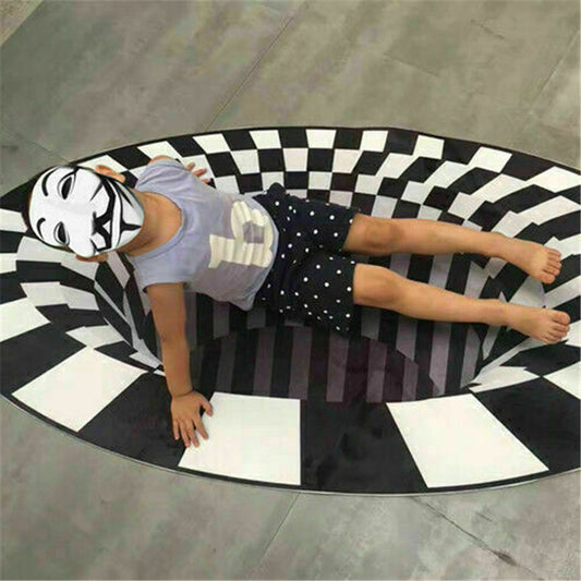 Buy 3D Vortex Carpet – Black & White Illusion Rug for Living Room globalswanky 02