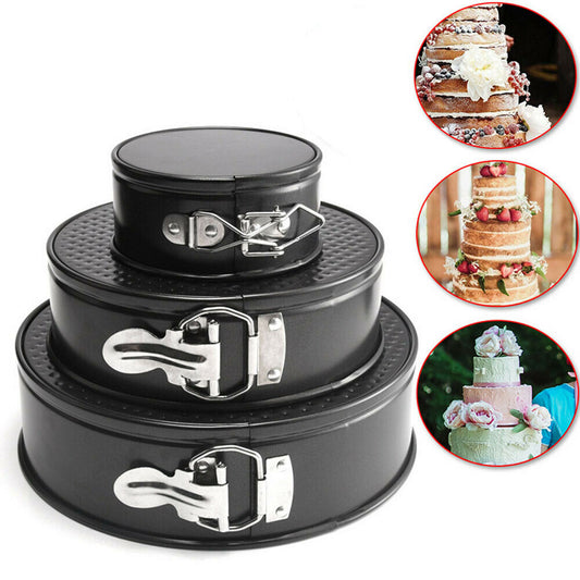 Buy 3PCS Non-Stick Springform Cake Mold Round Baking Pan Set global swanky 3