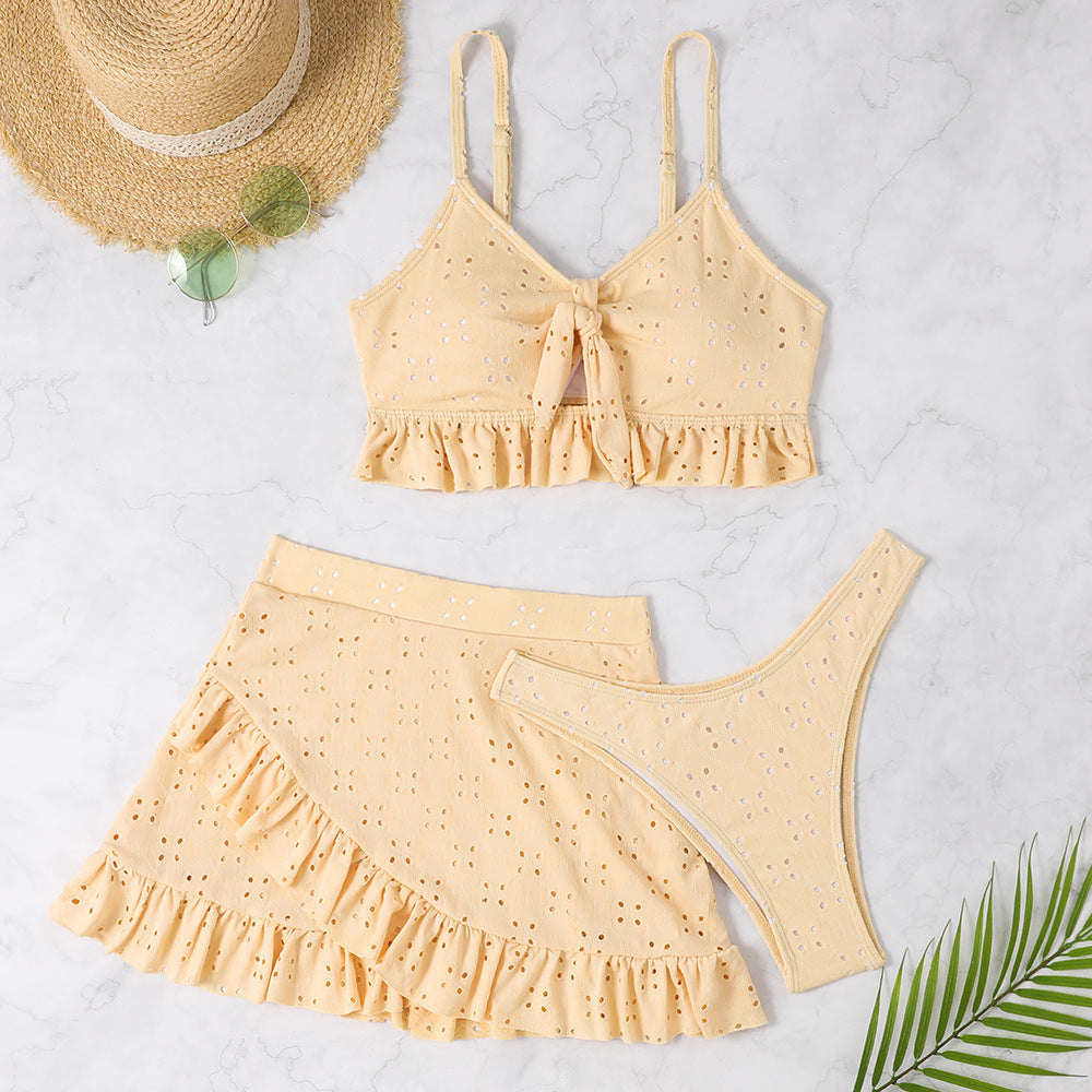 Buy 3pcs Bikini with Hip-hugging Skirt | Stylish Summer Swimwear global swanky 2