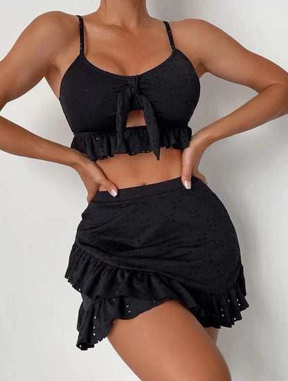 Buy 3pcs Bikini with Hip-hugging Skirt | Stylish Summer Swimwear global swanky 3