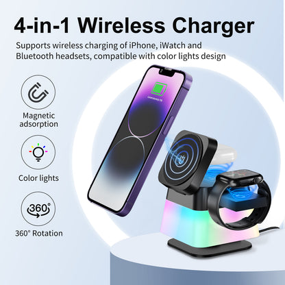 Buy 4-in-1 Rotatable Wireless Charger Stand Colorful Lighting global swanky 1