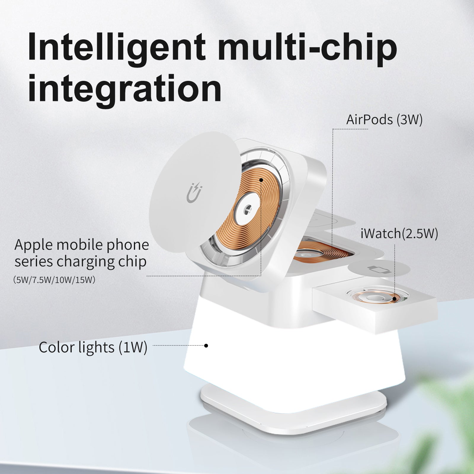 Buy 4-in-1 Rotatable Wireless Charger Stand Colorful Lighting global swanky 2