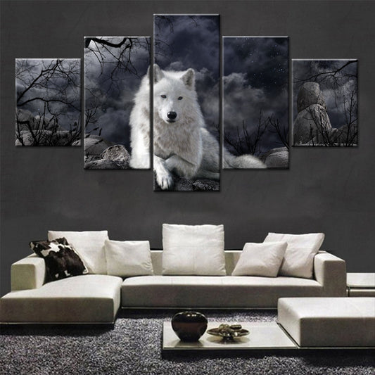 Buy 5 Panel Animal Wolf Wall Art Canvas Painting for Home Global swanky 1