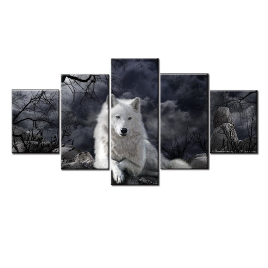Buy 5 Panel Animal Wolf Wall Art Canvas Painting for Home Global swanky 2