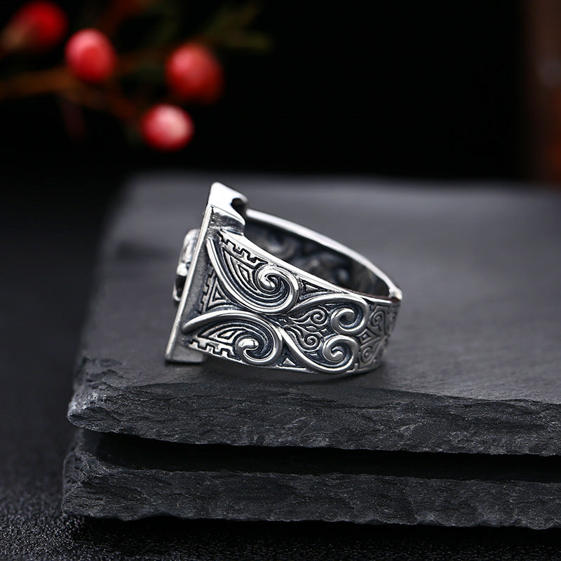 Buy 925 Sterling Silver Poker Card Ring – Open-End Adjustable global swanky 3