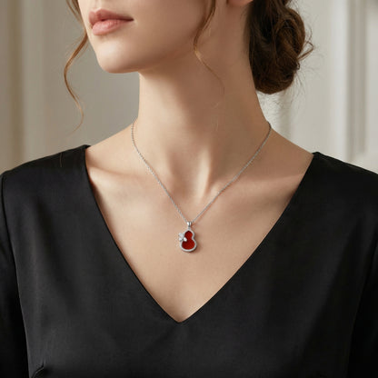 Buy 925 Sterling Silver Red Gourd Pendant Necklace Sparkling global swanky 2 
