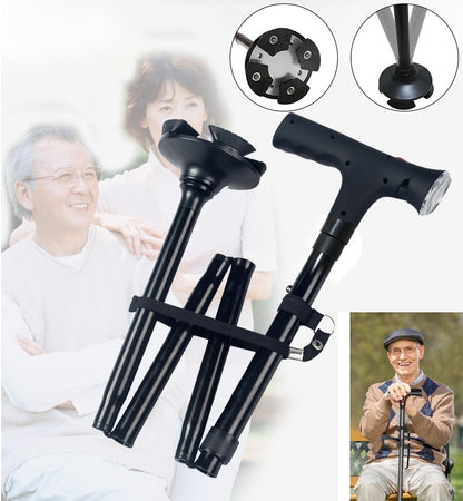Buy Adjustable Walking Stick Cane with LED Light & SOS Support Gear global swanky 2