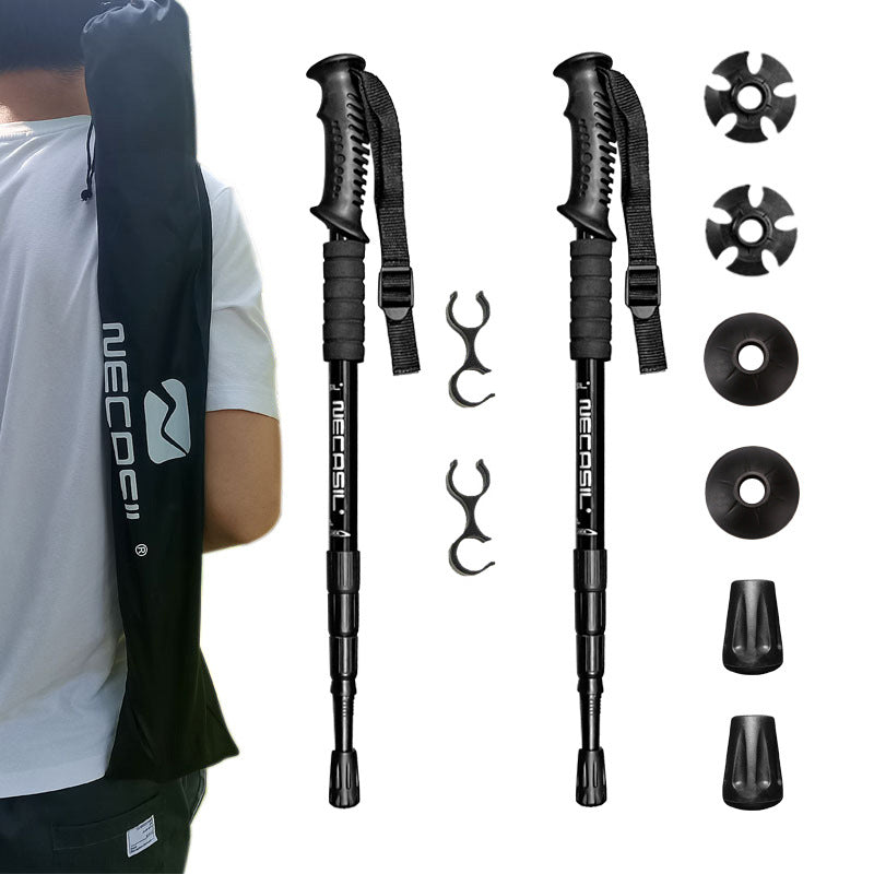 Buy Aluminum Alloy Hiking Poles Four Sections 50-110CM Trekking global swanky 1