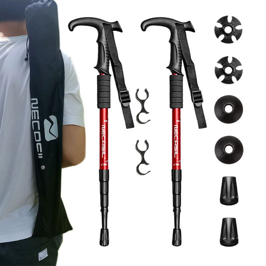 Buy Aluminum Alloy Hiking Poles Four Sections 50-110CM Trekking global swanky 2