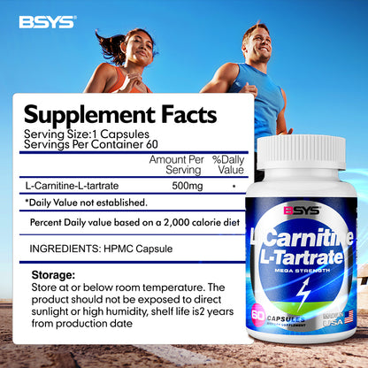Buy BSYS L-Carnitine L-Tartrate 60's for Exercise and Vitality global swanky 2