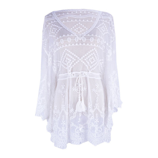 Buy Beach Net Embroidered Blouse Comfortable Summer Beachwear global swanky 2