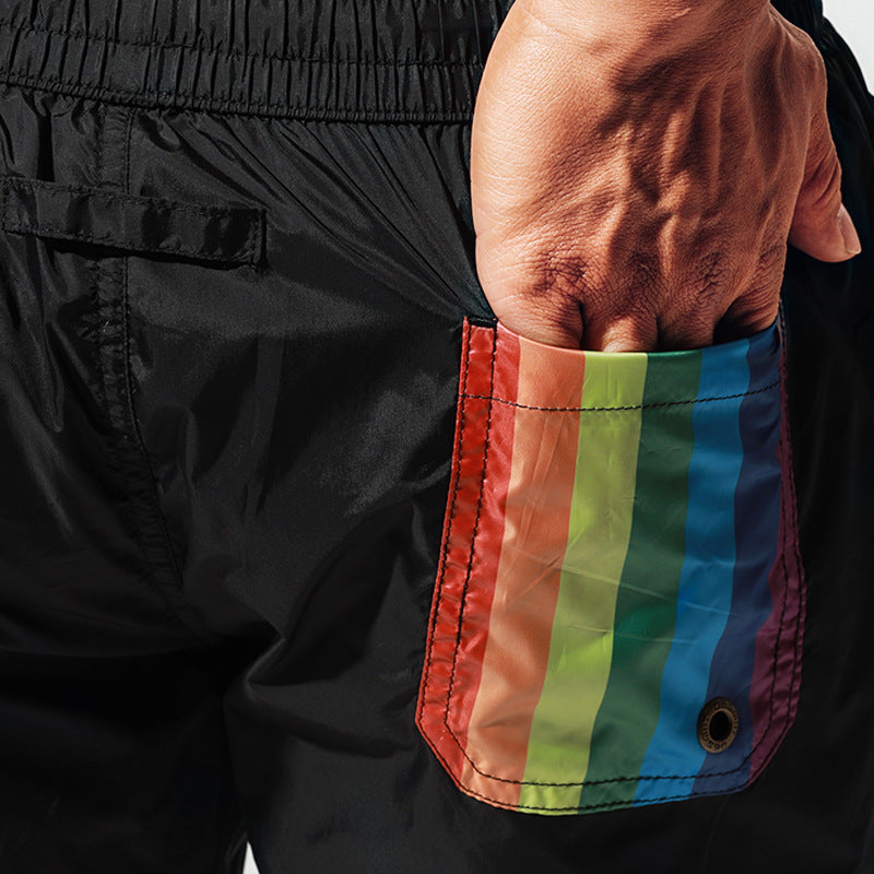 Buy Beach Shorts Sports Loose Seaside Vacation Rainbow Swimming global swanky 2