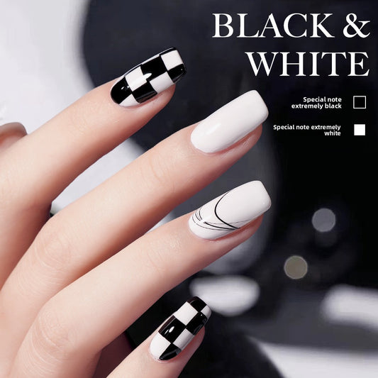 Buy Black and White Nail Polish Glue for Smooth Nail Finish global swanky 3