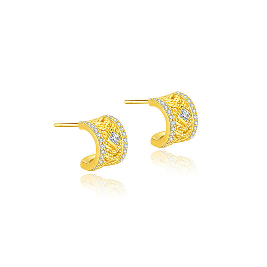 Buy Brocade-Weave Filigree Stud Earrings in S925 Silver globalswanky 03