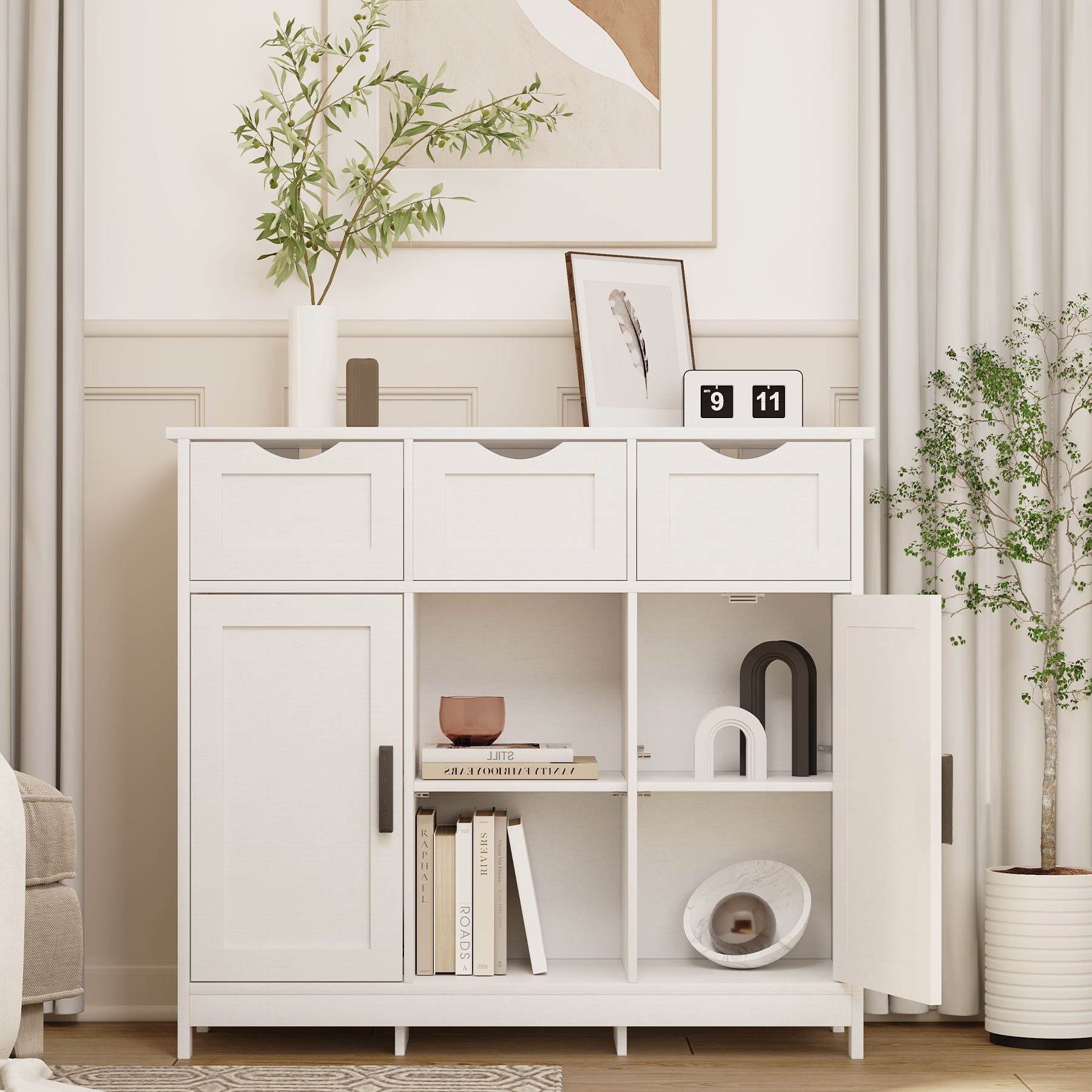 Buy Cabinets With Drawers and Shelves White Home Storage Furniture Global swanky 1