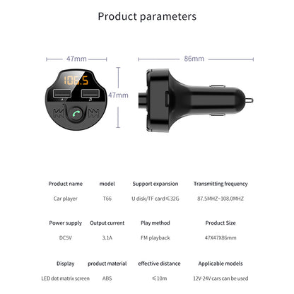 Buy Car MP3 Bluetooth Player T66 High-Quality Audio for Vehicles globalswanky 3