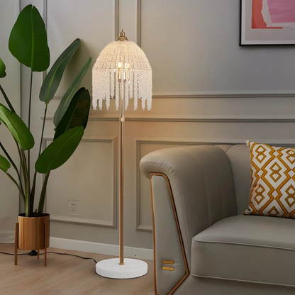 Buy Cascading Crystal Floor Lamp Vintage Design with Marble Base global swanky 1