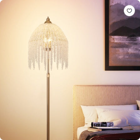Buy Cascading Crystal Floor Lamp Vintage Design with Marble Base global swanky 3