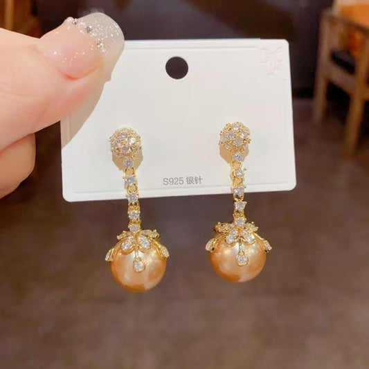 Buy Champagne Pearl Elegant Earrings for Women Fashion Jewelry global swanky 2