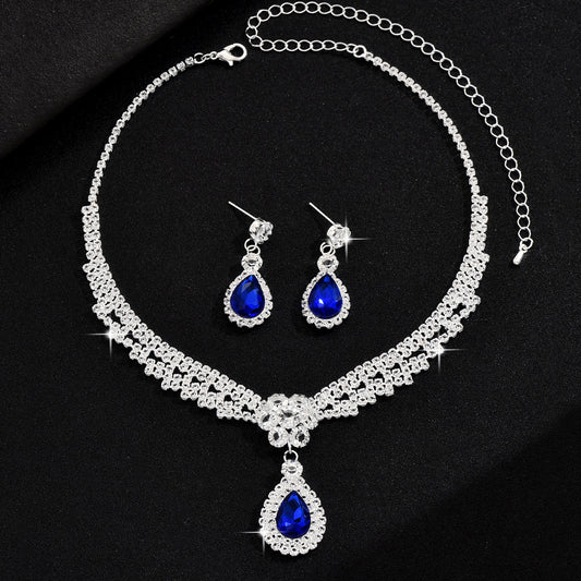Buy Chic Diamond Teardrop Flower Necklace Set for Women globalswanky 03