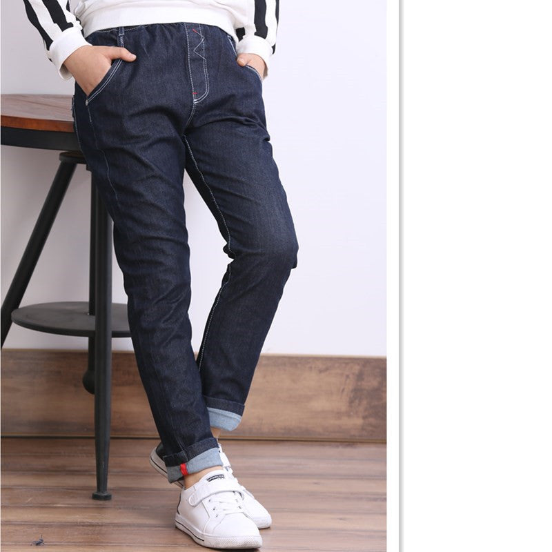 Buy Children's Winter Casual Wear Boys' Jeans with Thick Fleece global swanky 2